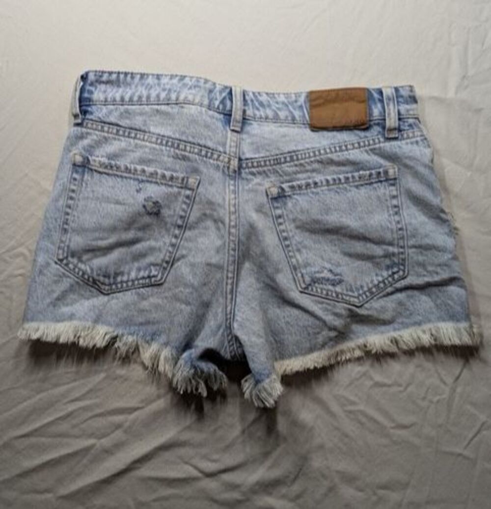 Aeropostale Vintage High Rise Shorty Shorts 4 Distressed Denim Cutoff Y2K Blue - Picture 2 of 9